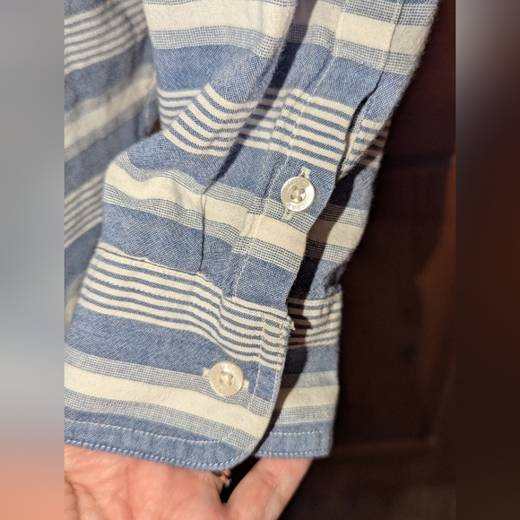Chaps Blue and White Striped Half Button Shirt‎ - Picture 4 of 7